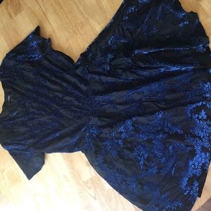 Blue velvet floral dress size Large